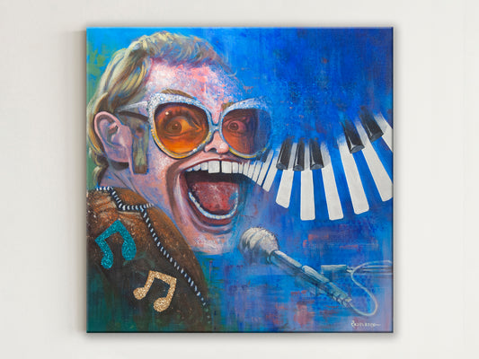 Elton John portrait painting - purchase original art by rock and roll artist Jeff Rodenberg