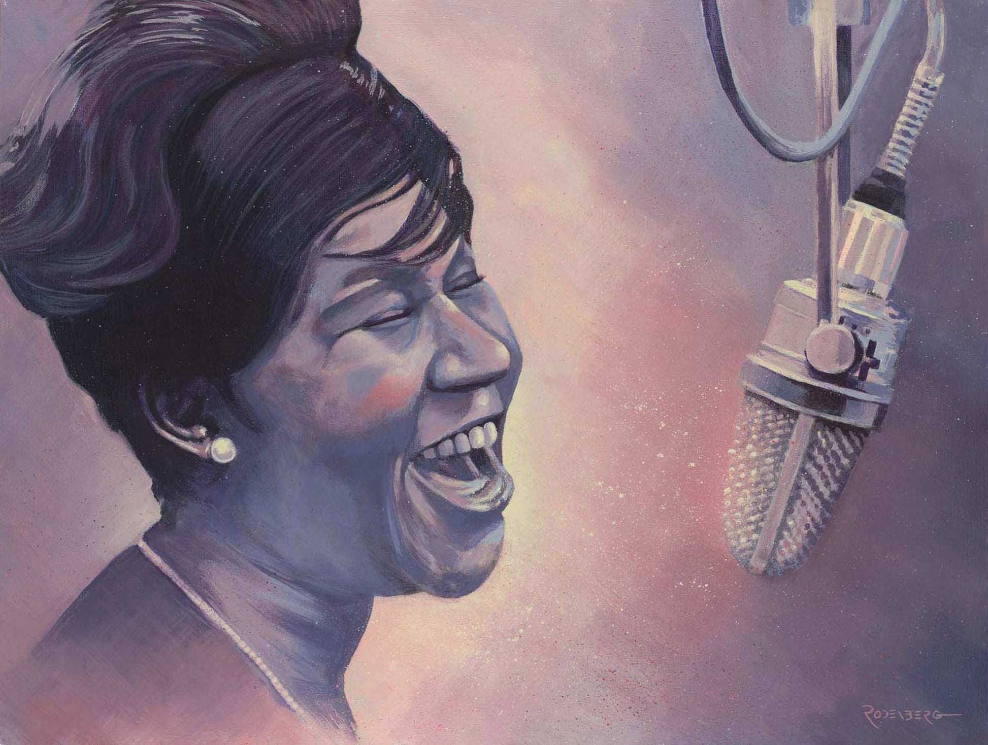 Aretha Franklin portrait painting art by Jeff Rodenberg