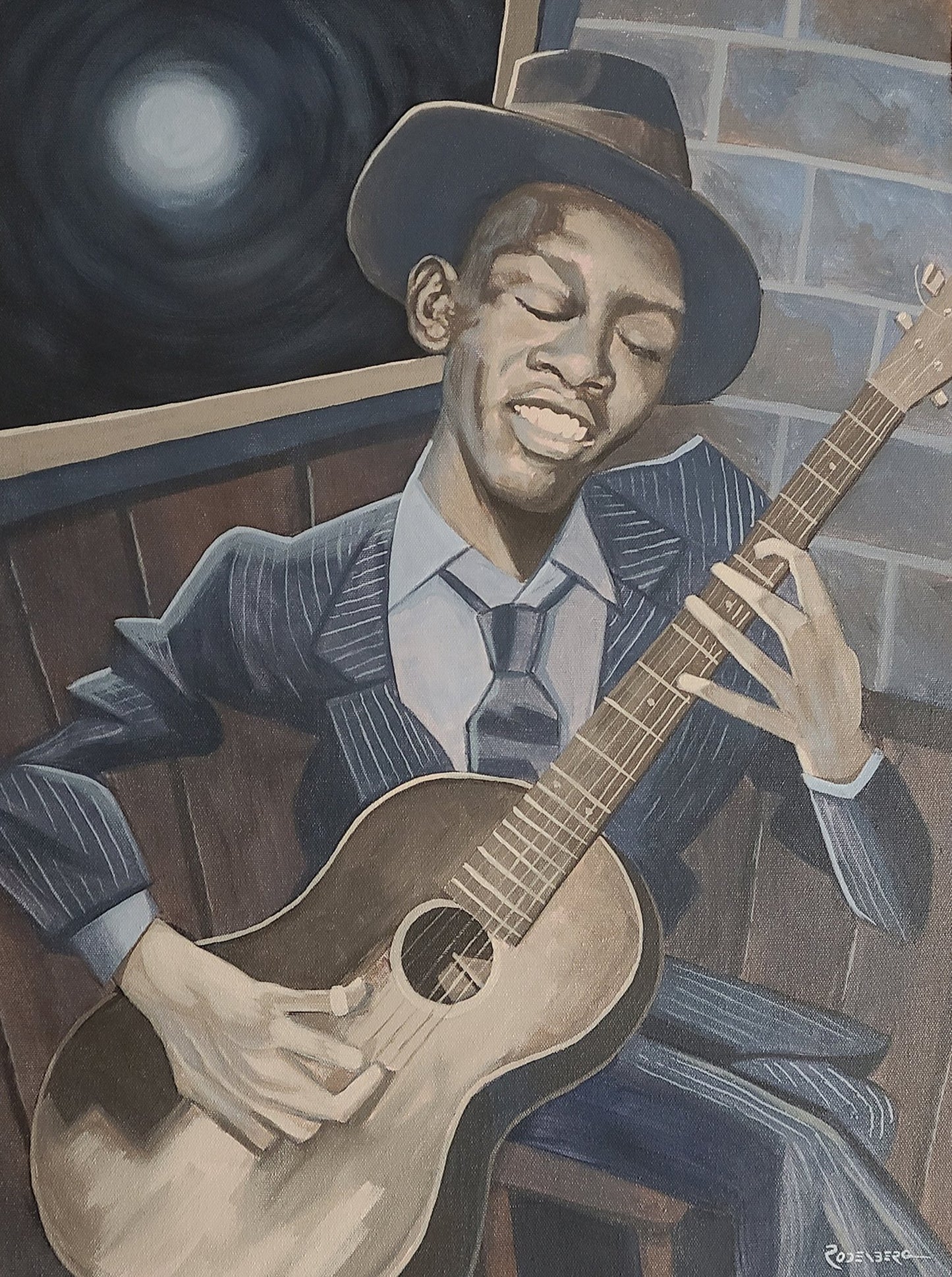 Robert Johnson portrait painting art by Jeff Rodenberg