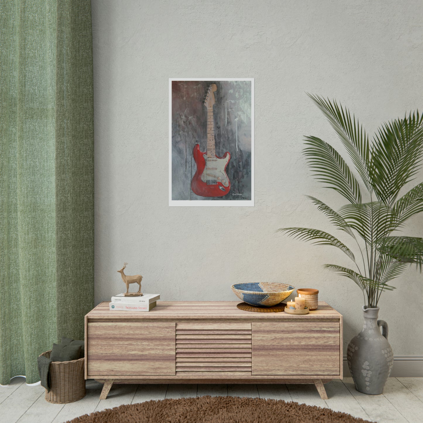 Modern abstract Guitar Art Print, 3 sizes, Wall Art Poster, Music Art, Home Decor