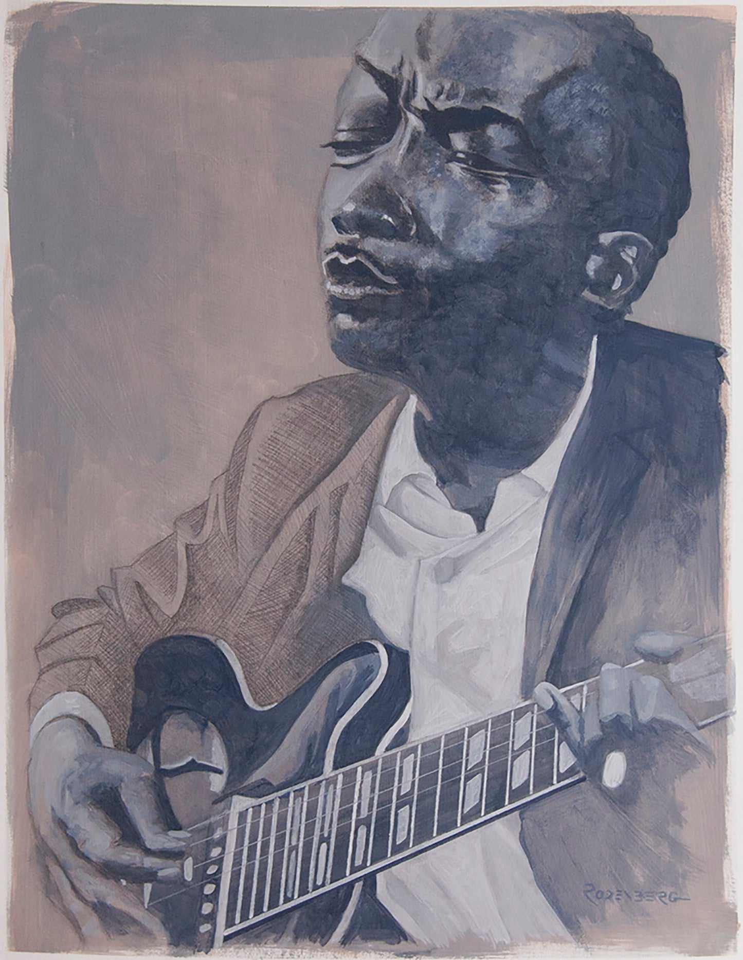 John Lee Hooker portrait painting art by Jeff Rodenberg